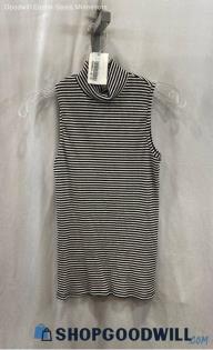 Athleta Women's Black/White Stripe Mock Neck Tank Sz XS