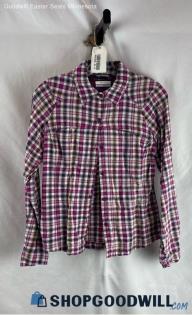 Columbia Women's Pink/Purple Plaid Hybrid Button Up - Sz S