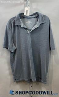 Tommy Bahama Men's Light Blue Heathered 1/4 Button Up Polo Shirt - Sz XL