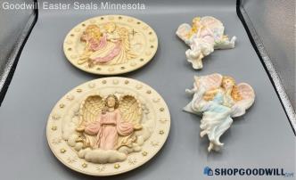 4PC Seraphim Collection Signed Wall Hanging Angel Plates & Figurines Roman Inc