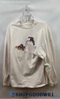 Disney Men's VTG White Embroidered Graphic Long Sleeve Shirt sz XXL