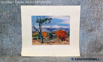 "Mt Evans" Alfred Wands Signed Autumn Mountain Nature Landscape Print Matted Art