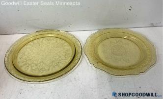 Vintage Yellow Divider Glass Plates