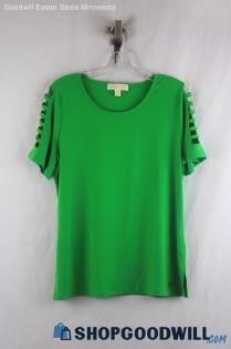 Michael Kors Women's Green Strappy Cut-Out Short Sleeve Tee SZ L