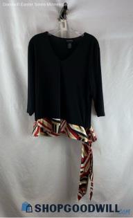 Lane Bryant Women's Black/ Satin Tie Waist Lightweight Long Sleeve - Sz 14