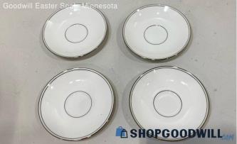 Lenox Federal Platinum 6" White China Saucers 4 Pc Lot