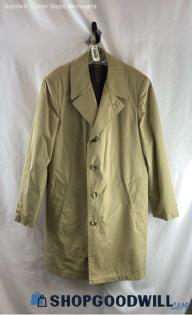 Throughbred Men's VTG Light Tan Button Up Trench Coat - Sz 42