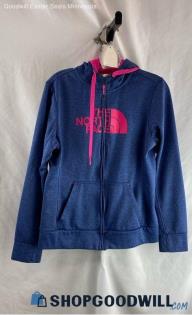 The North Face Women's Blue/Pink Fleece Lined Hoodie - Sz M