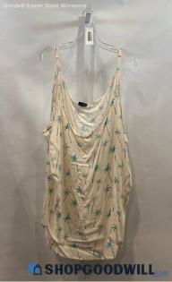 Torrid Women's Cream/Blue Palm Tree Tank Top - Sz 5