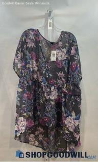 NWT Torrid Women's Black Sheer Floral Blouse - Sz 5