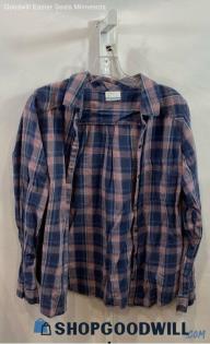 Columbia Women's Blue/Red Plaid Button Up Long Sleeve Shirt - Sz M