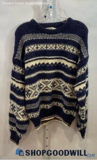 Environmental Clothing Co. Women's VTG Navy/White Patterned Knit Sweater - Sz M