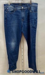 Lucky Brand Men's Blue Dark Washed Slim Straight Ankle Jeans - Sz 36x32