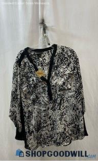 NWT Lane Bryant Women's Black/White Dye Sheer Blouse - Sz 26/28