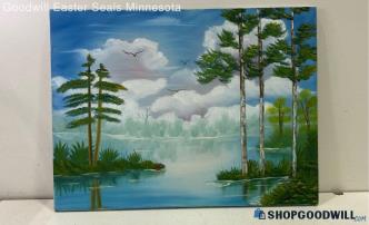 "Mystic River" Jean Robinson Signed 24x18" Stretched Canvas Painting