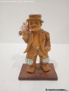 Vintage Hand Carved Wood Villager Figurine Man