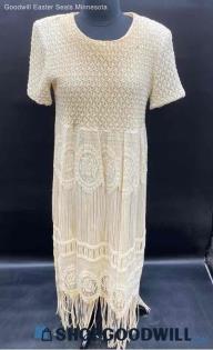 K.T. McKenzie Women's Ivory long Boho Dress - Sz M