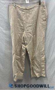 Chico's Women's Beige Linen Pull On Pant - Sz M