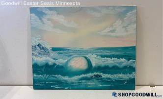 Tidal Waves Jean Robinson Signed Seascape 16x20" Stretched Canvas Painting