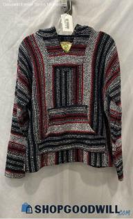 Iguana Jack Women's Black/Red Knit Texture Pullover Sweater - Sz L