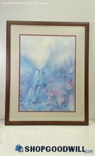 Lena Liu Signed Matted & Framed Waterfall Landscape Scene Print 833/1950 PICKUP