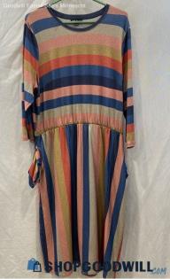 Lane Bryant Women's Pink/Blue Striped Dress - Sz 18/20