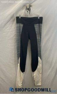 Athleta Women's Black/White Side Striped Knit Ankle Leggings - Sz M