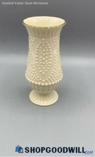 Vintage Lenox 5" Porcelain Ivory Bud Beaded Style Vase With 24k Gold Trim