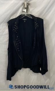 Torrid Women's Black Studded Asymmetrical Moto Zip Up Zip Up Vest - Sz 2X