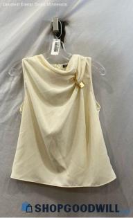 NWT Zara Women's Ivory Gold Ring Embellished Drape Neck Tank Top - Sz M