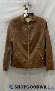 Chico's Women's Brown Faux Leather Jacket - Sz S