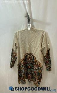 Chico's Beige Mandala Floral Cardigan - Sz M