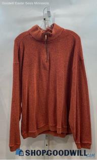 Tommy Bahama Men's 1/4 Zip Burnt Orange Sweater - Sz XL