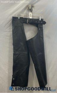 Interstate Leather Women's Black Leather Motorcycle Riding Chap Style Pants Sz L