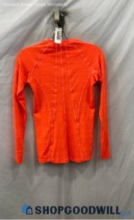 Athleta Women's Neon Coral Pink Heathered 3/4 Zip Tech Sweatshirt - Sz XXS