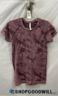 Athleta Women's Ash Purple Patterned Lightweight Textured T-shirt - Sz S