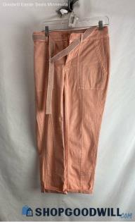 Anthropologie Women's Pale Pink Cuffed Ankle Pant - Sz 27