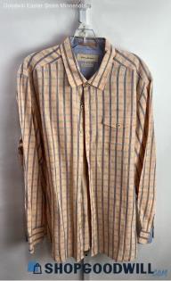 Tommy Bahama Men's Pink/Blue Plaid Button Up Long Sleeve Shirt - Sz XL