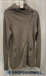 Athleta Women's Tan / Brown Side Zip Up Sweater - Sz M