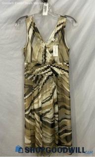 NWT Banana Republic Women's Brown/White Pleated Crossback Dress - Sz 2