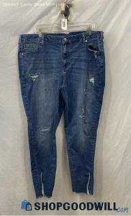 Lane Bryant Women's Blue Medium Washed Distressed Skinny Jeans - Sz 22R