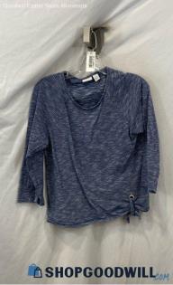 Chico's Women's Blue Heathered Lightweight Blouse - Sz M