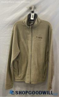 Columbia Men's Beige Long Sleeve Full Zip sweater - Sz L