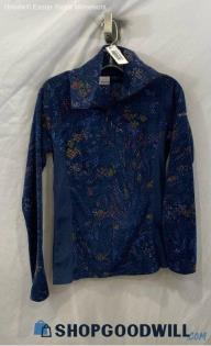 Columbia Women's Navy/Orange Patterned Fleece Henley Sweater - Sz S