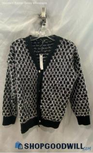 Coco + Carmen Women's Black/Silver Button-Up Cardigan - Sz S