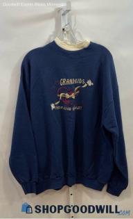 Cheek-O Women's Navy/Cream Embroidered Fleece Lined Sweater - Sz 3X