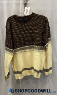 Sigallo Men's Brown/Ivory Knit Sweater Sz L