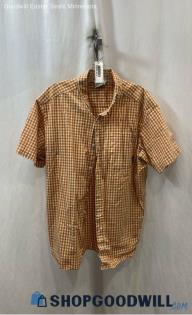 Columbia Men's Orange/White Gingham Lightweight Button Up Shirt Sz XL