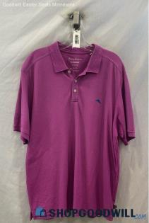 Tommy Bahama Men's Pink Quarter Button Polo Shirt - Sz XL