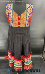 Women's East Indian Style Sheer Dress w/Embroidery bodice & Hem - Size XXL